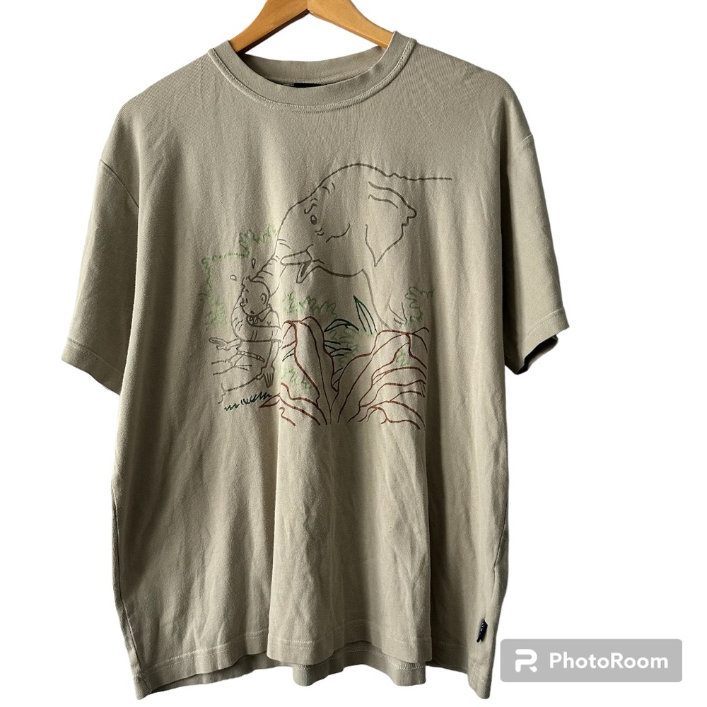 TinTin Herge T-Shirt Tan Size Large